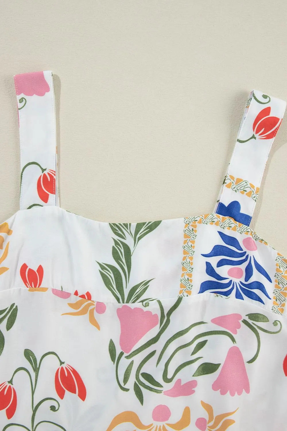 Floral pattern casual comfortable clothing set featuring delicate straps and vibrant colors