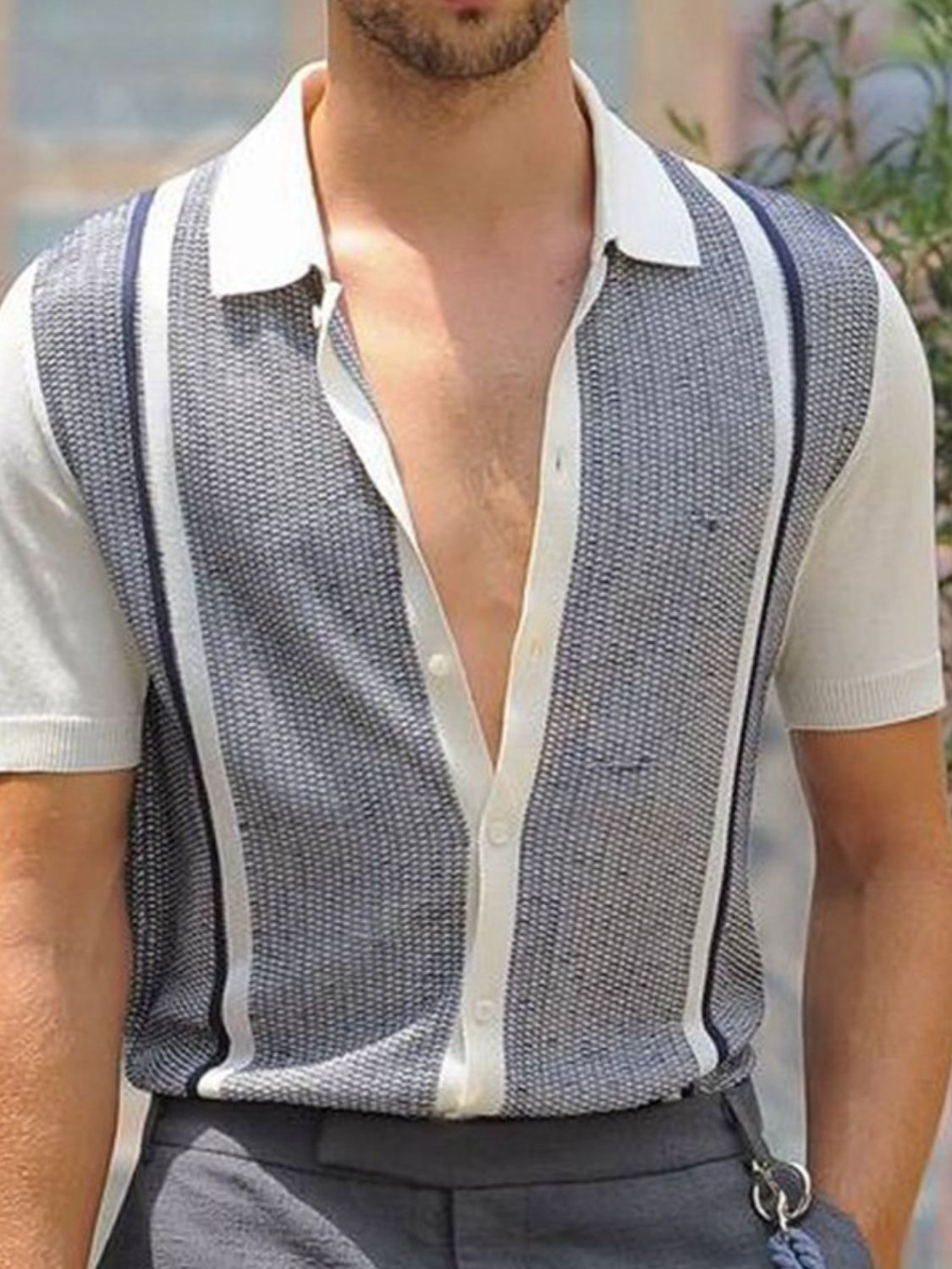 Trendsi Short Sleeve Casual Shirt for Men in stylish striped design for summer wear
