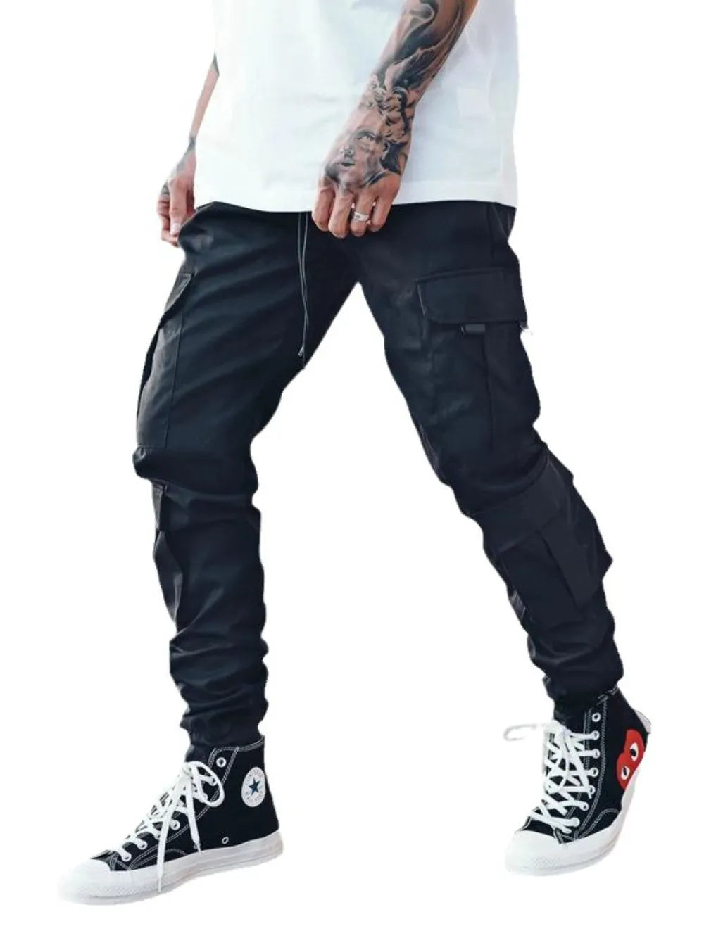 Trendsi comfortable cargo pants for men in black with multiple pockets for versatile styling