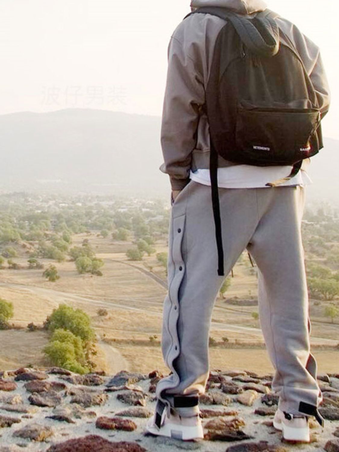 Trendsi comfortable men's pants in gray with snap details for casual wear and outdoor activities