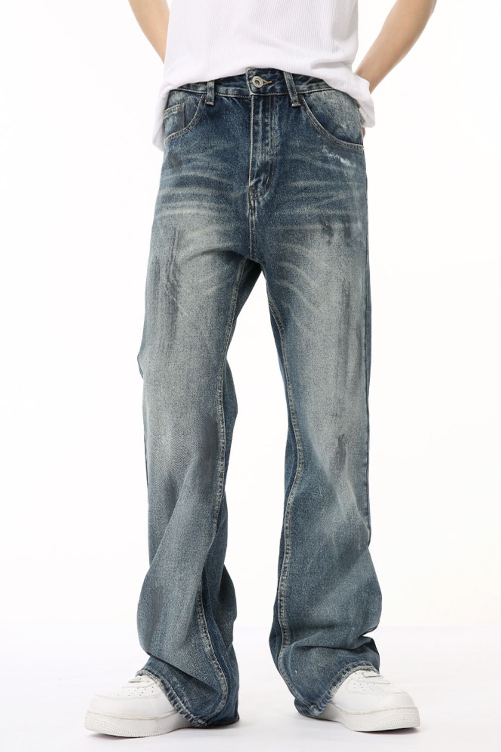 Trendsi Stylish Denim Pants with a relaxed fit and faded finish for a trendy look