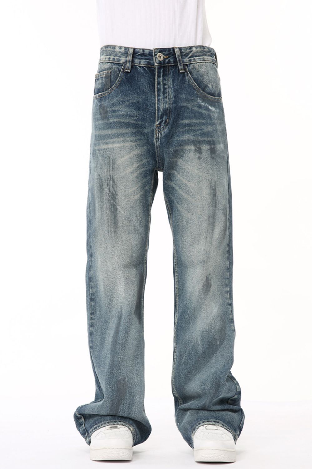 Trendsi Stylish Denim Pants with a relaxed fit and faded wash for casual everyday wear
