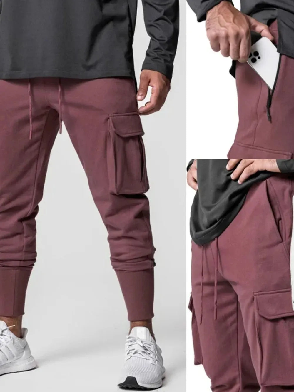 Trendsi stylish jogger pants with pockets in burgundy, perfect for casual and active wear