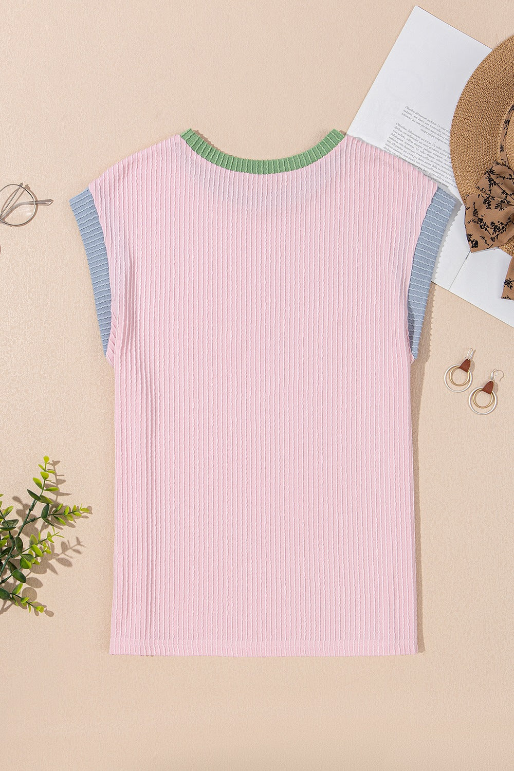 Trendy casual shirts in pastel colors with ribbed texture and short sleeves for a modern look