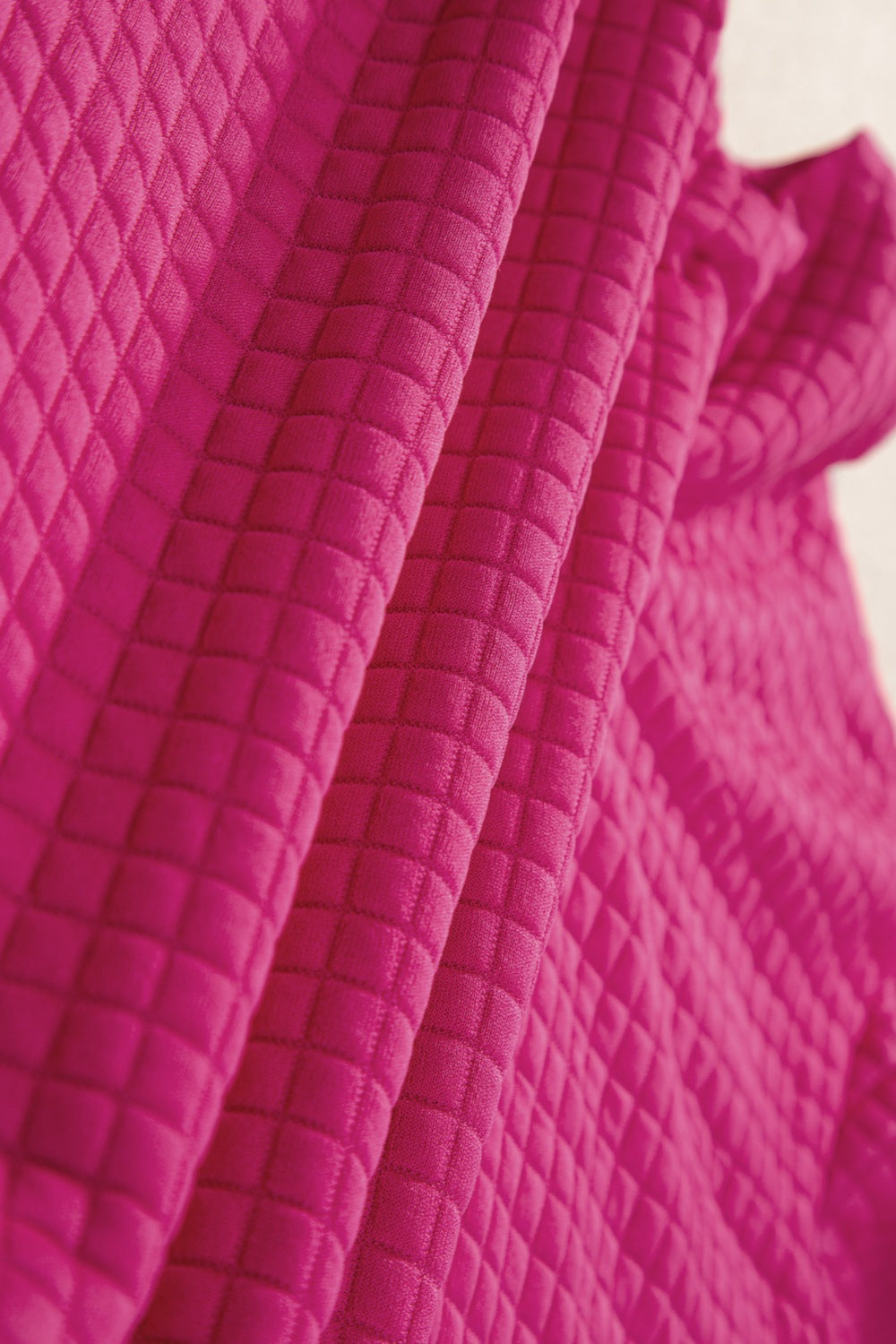 Trendsi casual summer outfit featuring textured bright pink fabric with a waffle pattern