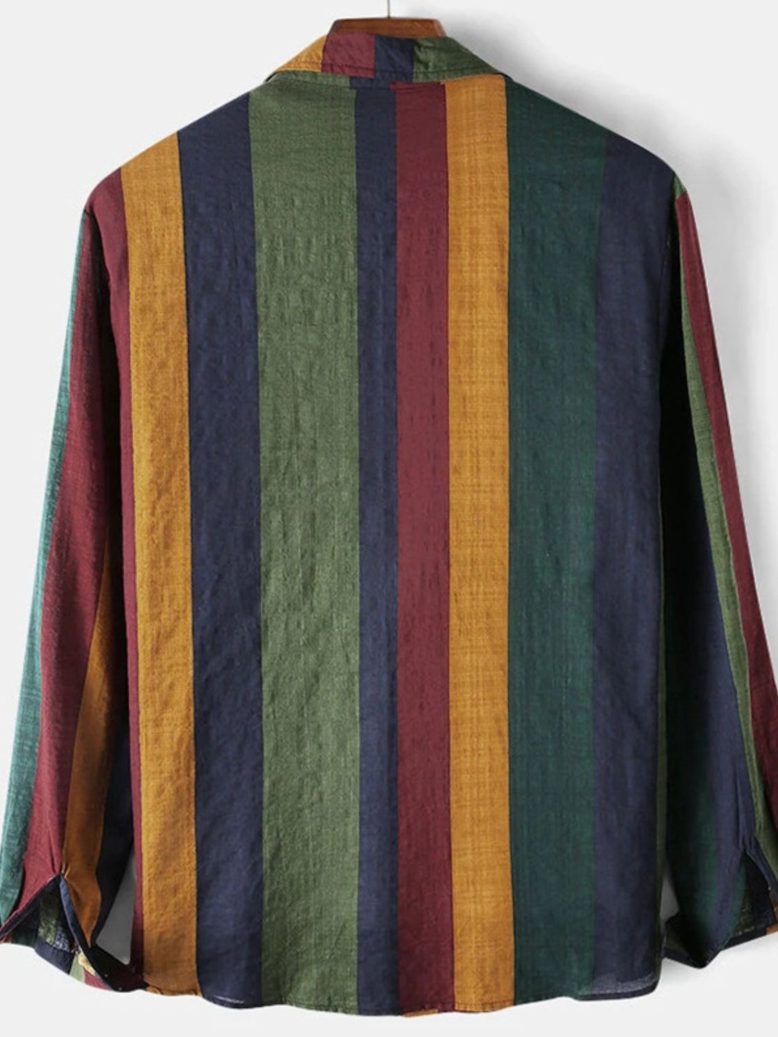 Multicolored Striped Button-Up Shirt from Trendsi with Long Sleeves and Relaxed Fit
