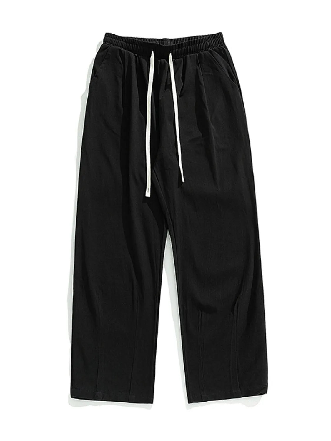 Trendsi versatile men's lounge pants in black with a comfortable drawstring waistband