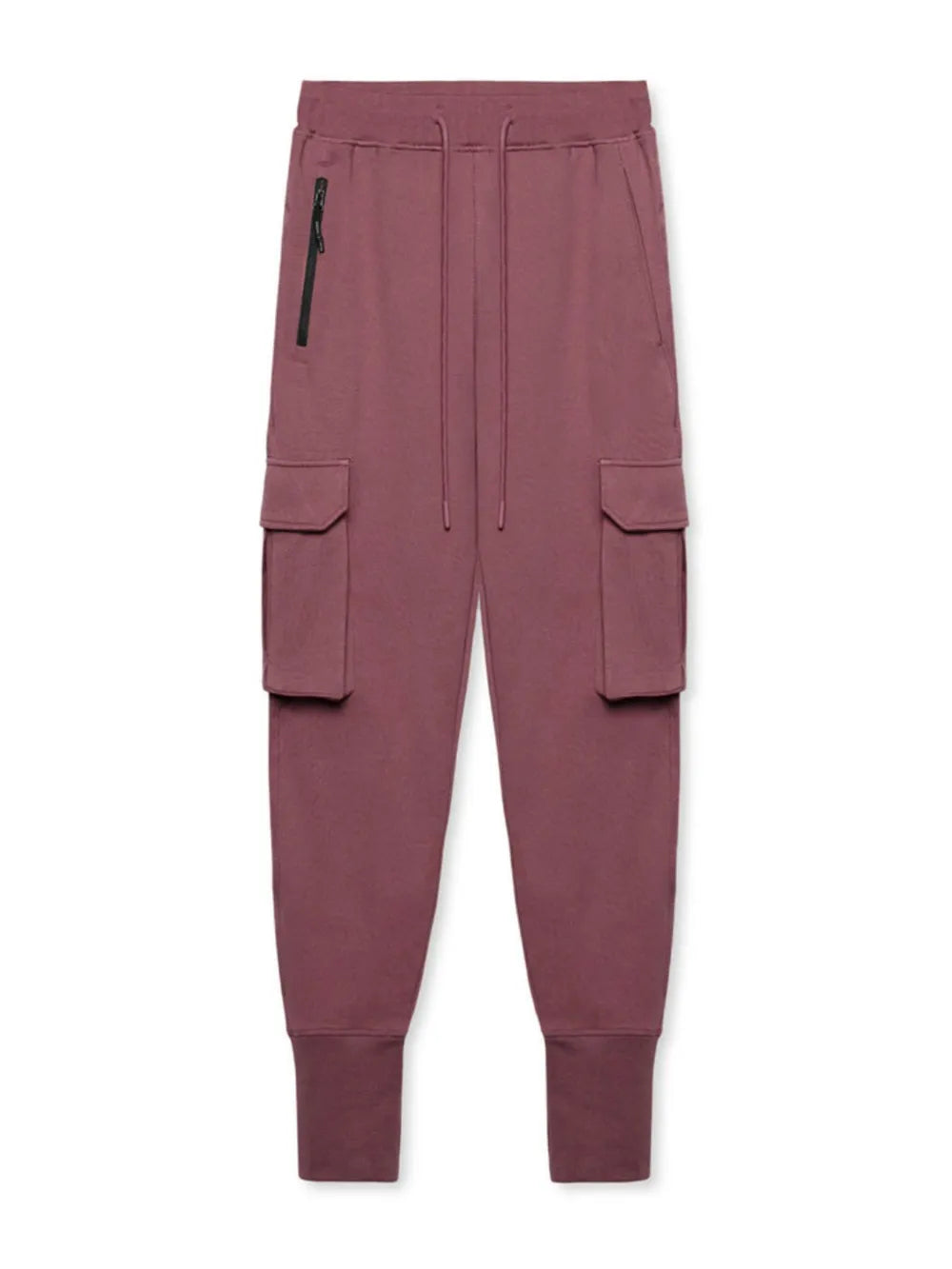Trendsi stylish jogger pants with pockets in a soft maroon color, featuring side and cargo pockets